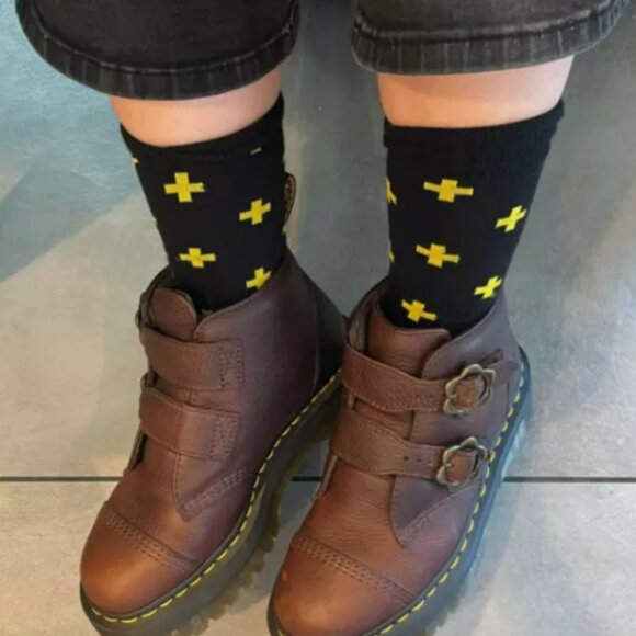 Dr Martens DEVON FLOWER BUCKLE PLATFORMS MSRP$240 Grizzly DK Brown Cute & Chic - Picture 10 of 16